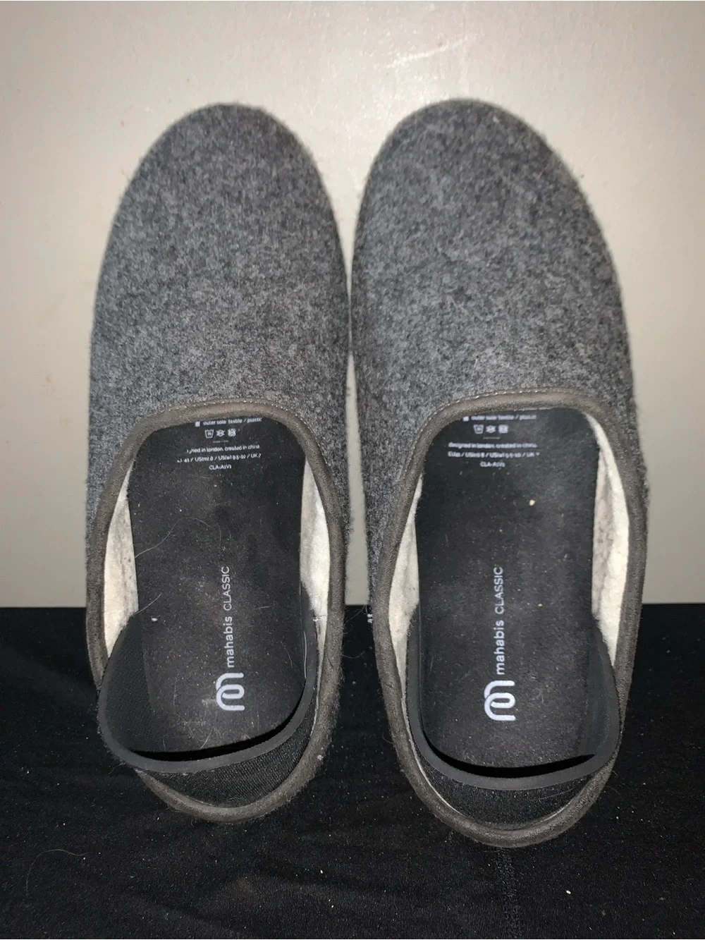 mahabis Men’s Grey Wool Slip-On Slippers